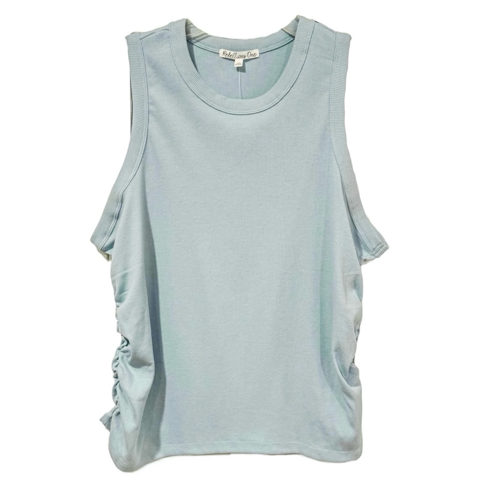 Rebellious One Juniors’ Side-Ruched Knit Tank Top Angel Falls